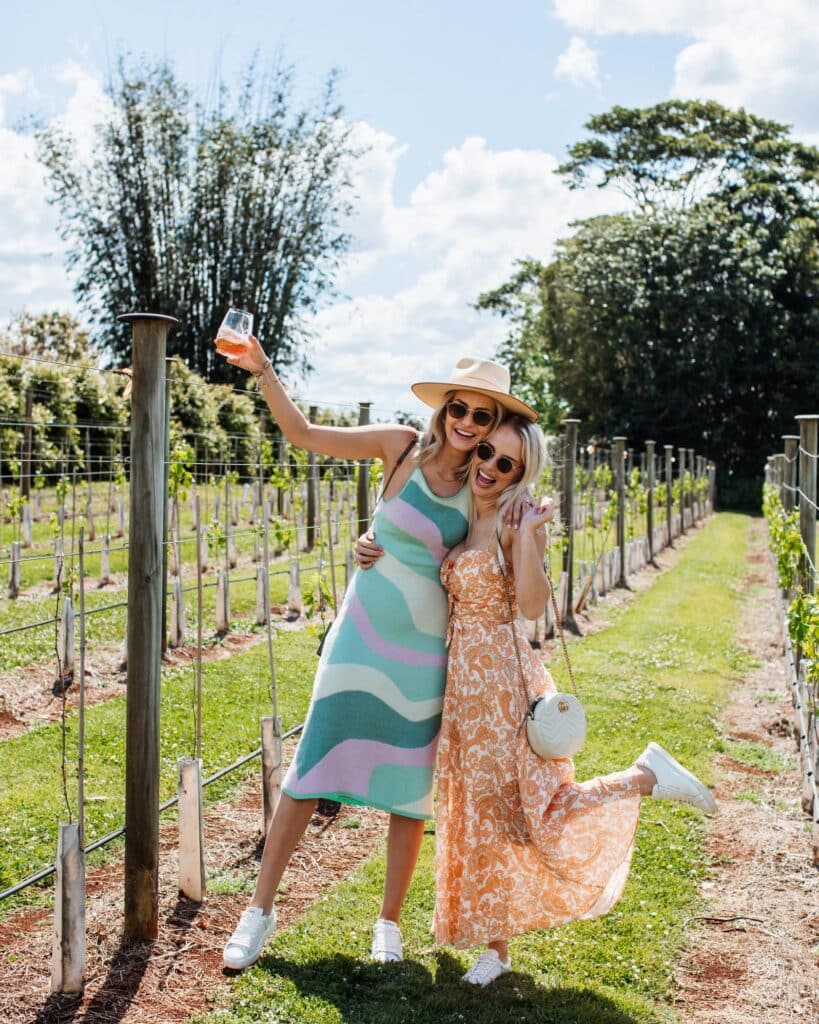 Hens party in a vineyard