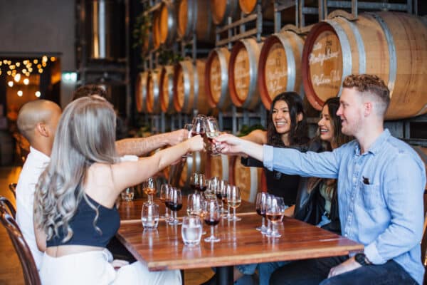 Wine drinkers enjoy a toast at City Winery on Kiff & Culture Tour