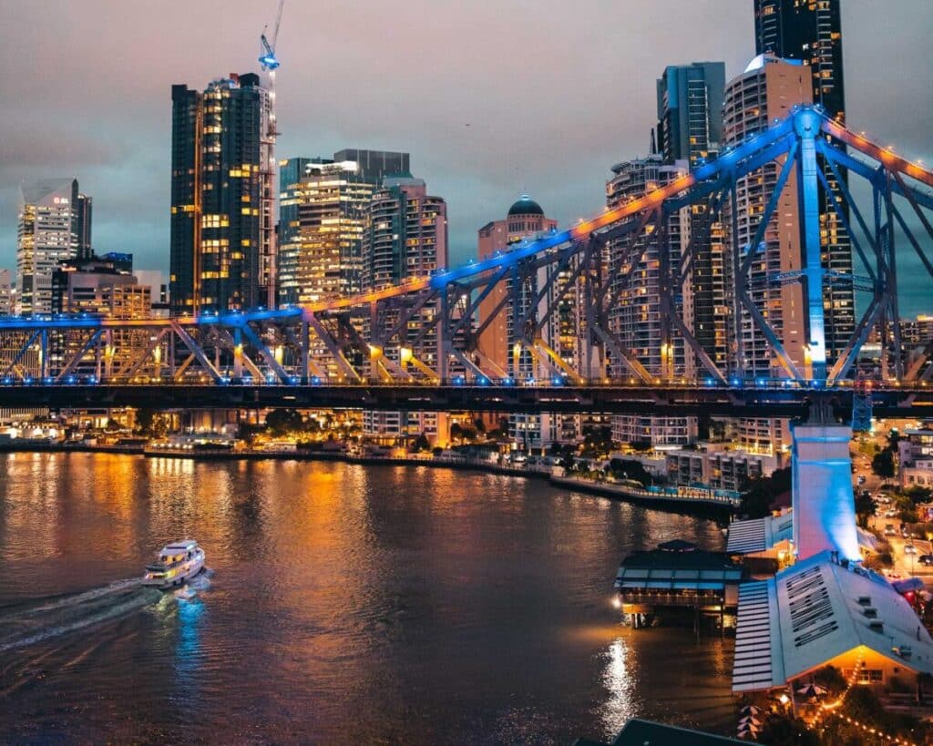 Story Bridge view from best rooftop bars in Brisbane