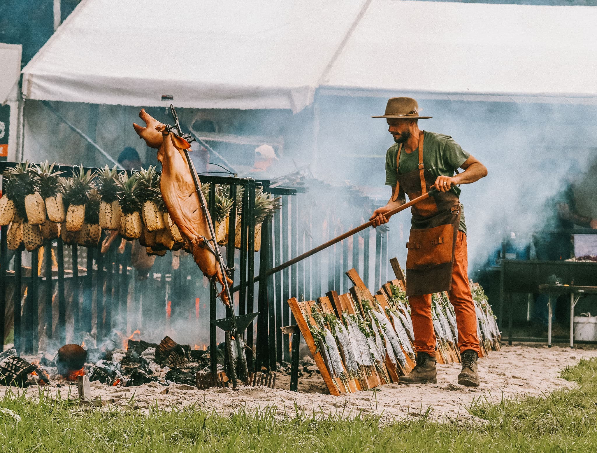 cooking with fire outdoor dining